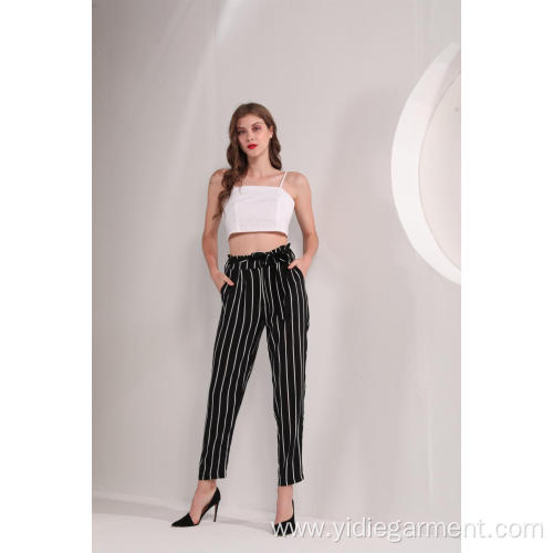 Floral Print Pants Women's Black and White Stripe Pants Manufactory